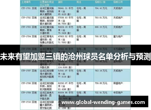 未来有望加盟三镇的沧州球员名单分析与预测