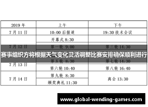 赛事组织方将根据天气变化灵活调整比赛安排确保顺利进行 赛事组织方将根据天气变化灵活调整比赛安排确保顺利进行